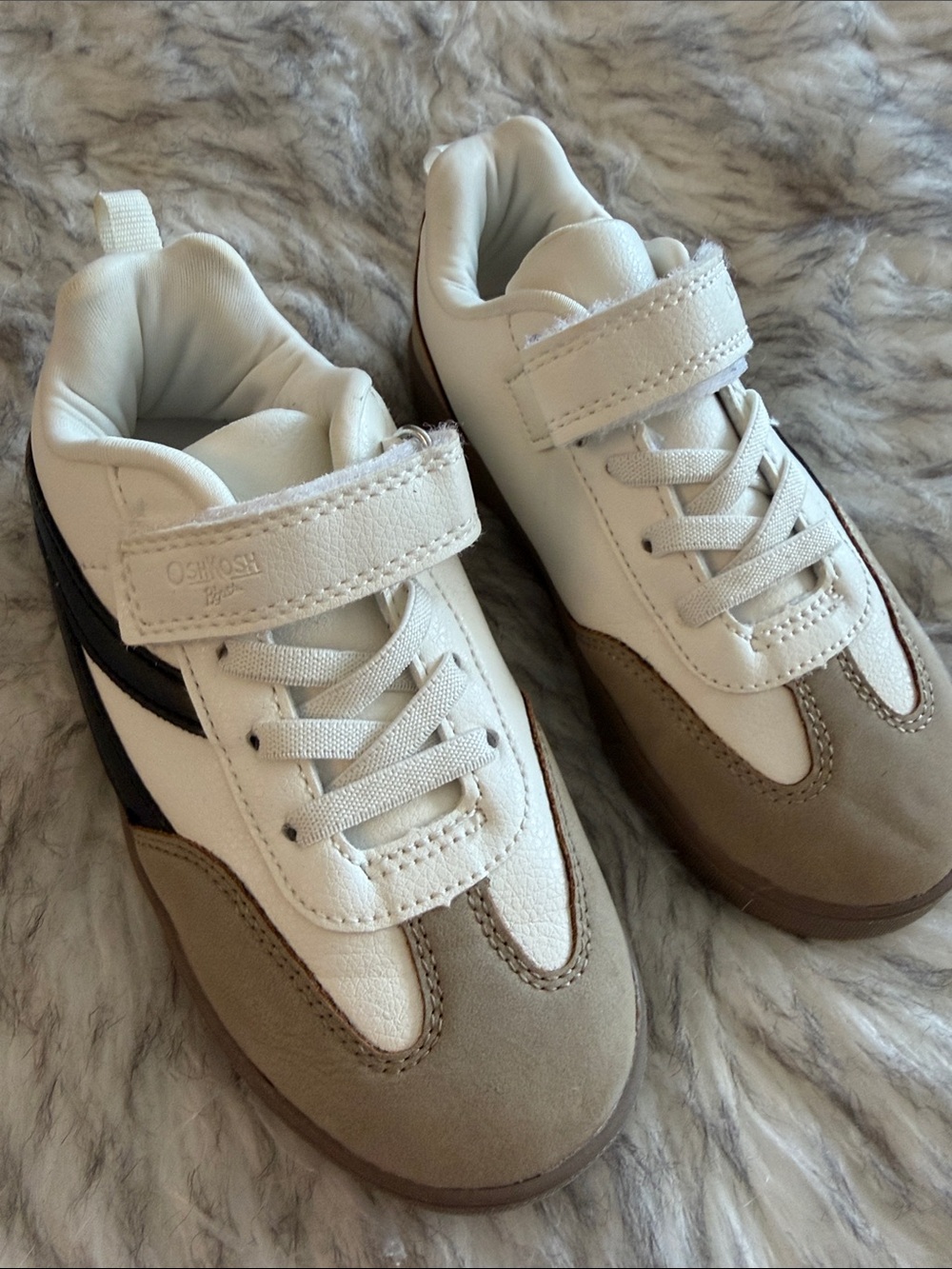 OshKosh B'gosh White, Tan and Black boy Sneakers